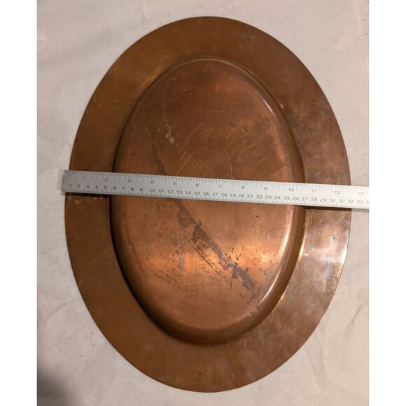 Vintage Sheffield Copper & Pewter Oval Platter 17 inch Colonial - Picture 16 of 16